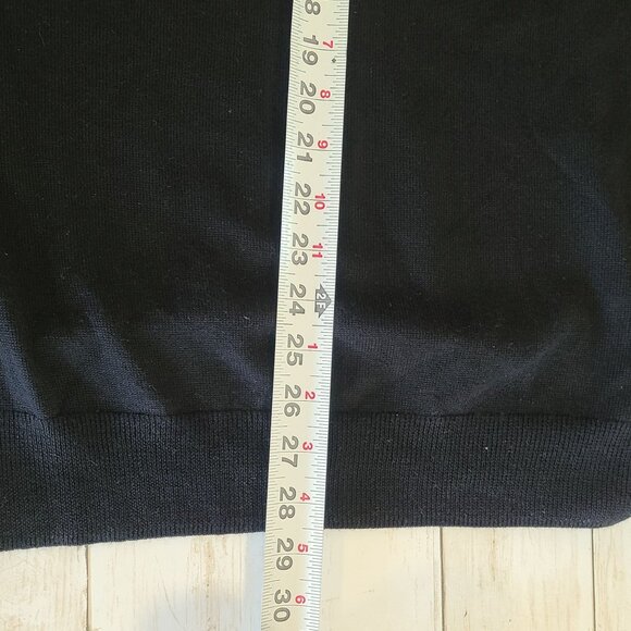Saks Fifth Avenue Black Sweater Merino Wool Blend Pullover 1/4 Zip L NEW Staple - Picture 7 of 8